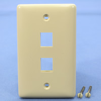 Hubbell Ivory 1-Gang Snap Fit Flush Mount Standard Multimedia 2-Port Wallplate Cover Housing NSP12I