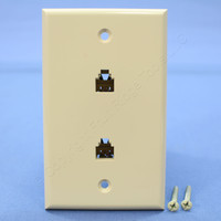 Cooper Ivory Flush Type 625B4 4-Conductor Two Telephone Jack Wallplate 3546-4V