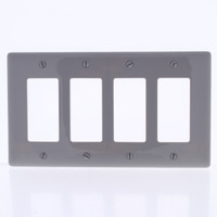 Hubbell Gray 4-Gang UNBREAKABLE Decorator/Rocker Switch Cover Mid-Size GFCI Wallplate NPJ264GY