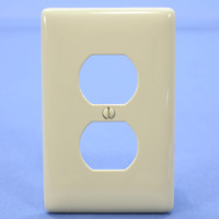 Hubbell Ivory UNBREAKABLE Duplex Receptacle Wallplate Mid-Size Outlet Cover NPJ8I