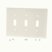 Hubbell Lt Almond 3-Gang UNBREAKABLE Mid-Size Toggle Switch Plate Cover Wallplate NPJ3LA