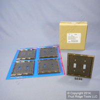 5 Leviton Antique Brass Tiki Bamboo 2-Gang Switch Cover Wall Plate Switchplates 89609