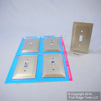 5 Leviton Brushed Chrome Metal Switch Cover Wall Plate 1G Switchplates 89601-STC
