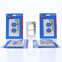 5 Leviton Green Vine Pattern Porcelain Receptacle Wallplate Duplex Outlet Covers 89503-GRN