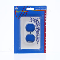 Leviton Blue Vine Pattern Porcelain Receptacle Wallplate Duplex Outlet Cover 89503-BL