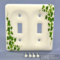 New Leviton Green Vine Pattern Porcelain Switch Cover Toggle Wallplate 89509-GRN