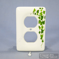 Leviton Green Vine Pattern Ceramic Receptacle Wallplate Duplex Outlet Cover 89503-GRN