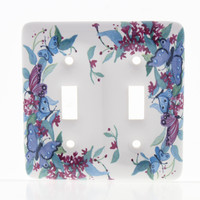 Leviton Butterfly Pattern 2-Gang Porcelain Switch Cover Toggle Wallplate 89509-FLY