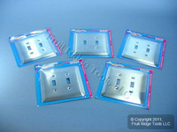 5 Leviton 2-Gang JUMBO Satin Chrome Switch Cover Oversize Toggle Wall Plate 89309-SSS