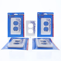 5 Leviton Blue Vine Pattern Porcelain Receptacle Wallplate Duplex Outlet Covers 89503-BL