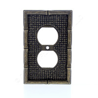Leviton Antique Brass Tiki Bamboo Receptacle Wallplate Duplex Outlet Cover 89603