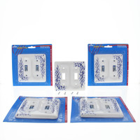 5 Leviton Blue Vine Pattern 2-Gang Porcelain Switch Cover Toggle Wall Plates 89509-BL