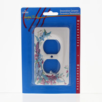 Leviton Butterfly Pattern Porcelain Receptacle Wallplate Duplex Outlet Cover 89503-FLY