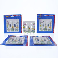 5 Leviton Wildflower Pattern 2-Gang Porcelain Switch Cover Toggle Wallplates 89509-WFL