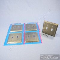 5 Leviton Brushed 2-Gang Oversized Stepped Brass Metal Switch Cover Wall Plate Switchplates 89609-STB