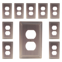 10 Leviton Metal Brushed Brass Receptacle Wallplate Duplex Outlet Covers 89603-STB