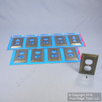 10 Leviton Metal Brushed Brass Receptacle Wallplate Duplex Outlet Covers 89603-STB