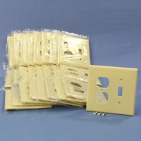 25 Cooper Mid-Size Ivory 2-Gang Combination Switch Receptacle Wallplate Outlet Covers 2038V