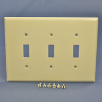 Cooper Mid-Size Light Almond 3-Gang Toggle Switch Plate Cover Wallplate 2041LA