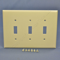 Cooper Mid-Size Light Almond 3-Gang Toggle Switch Plate Cover Wallplate 2041LA
