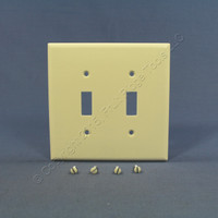 2 Cooper Almond Mid-Size 2-Gang Switch Cover Thermoset Wall Plate Switchplates 2039A
