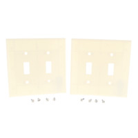 2 Cooper Almond Mid-Size 2-Gang Switch Cover Thermoset Wall Plate Switchplates 2039A