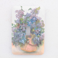 Lilac Flower Wallplate Toggle Switch 1-Gang Metal Cover Switchplate 89001-LIL