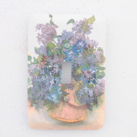 Lilac Flower Wallplate Toggle Switch 1-Gang Metal Cover Switchplate 89001-LIL
