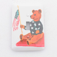 Leviton Patriotic Teddy Bear w/ American Flag Wallplate Toggle Switch Metal Cover Switchplate 89001-ATB