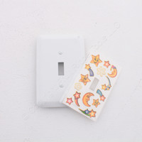 Leviton White Plates w/ Star and Moon Stickers Wall Plate Switch Cover Switchplate 89001-STK