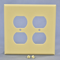 Cooper Mid-Size 2-Gang Ivory Receptacle Thermoset Wallplate Outlet Cover 2050V