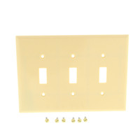 New Cooper MID-SIZE Ivory Thermoset 3-Gang Toggle Switch Cover Wallplate 2041V