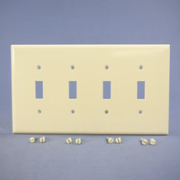 Cooper Light Almond Standard Grade Mid-Size 4-Gang Toggle Switch Cover Plate Wallplate 2054LA