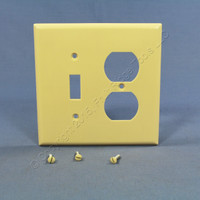 Cooper Mid-Size Ivory 2-Gang Combination Switch Receptacle Wallplate Outlet Cover 2038V