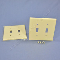 2 Cooper Ivory Mid-Size 2-Gang Switch Cover Thermoset Wall Plate Switchplate 2039V
