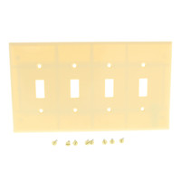 Cooper Ivory Standard Grade Mid-Size 4-Gang Toggle Switch Cover Plate Wallplate 2054V