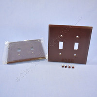 2 Cooper Brown Mid-Size 2-Gang Switch Cover Thermoset Wall Plate Switchplates 2039B