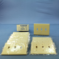 10 New Eagle Ivory Mid-Size 3-Gang Toggle Switch Cover Plastic Wallplates 2041V