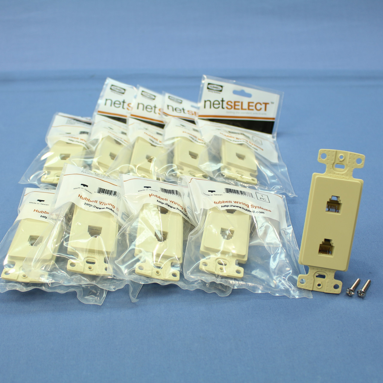 10 Hubbell netSELECT Ivory Duplex 6-Wire RJ11 Phone Voice
