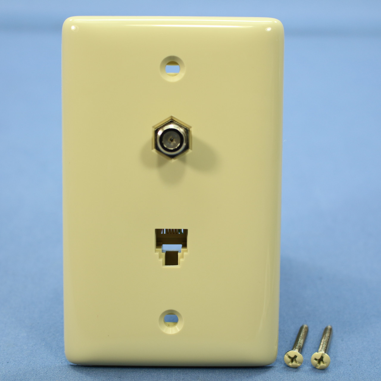 🏠 Hubbell Ivory 1Gang Phone FType Cable CATV Video Jack Wall Plate