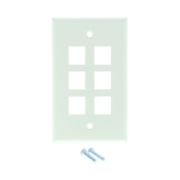 Leviton Almond Quickport Flush 6-Port Thermoplastic Wallplate Cover 40806-BA 41080-6AP