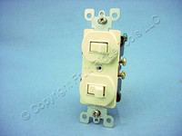 Leviton Ivory Dual Wall Light Switch Duplex Toggle 15A Single Pole Bulk 5224-2I