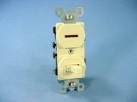 Leviton Ivory Commercial Toggle Wall Switch 15A w/Pilot Light Bulk 5226-I-839
