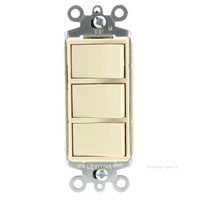 New Leviton Ivory Decora Triple Rocker Wall Single Pole Light Switch Triplex 15A 1755-I
