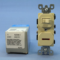 Leviton Ivory Commercial Toggle Wall Switch 15A w/Pilot Light 5226-I-R41 Boxed