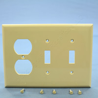 Cooper Ivory UNBREAKABLE 3-Gang Mid-Size Receptacle Switch Nylon Wallplate PJ28V