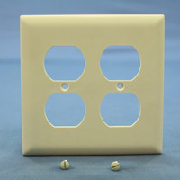 P&S Trademaster Lt Almond 2G Cover UNBREAKABLE Receptacle Wallplate TP82-LA