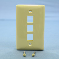 Hubbell Ivory 1-Gang Snap Fit Flush Mount Standard Multimedia 3-Port Wallplate Cover Housing NSP13I
