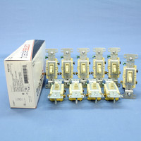 10 Hubbell Ivory Framed Toggle Light Switches 3-way Residential 15A 120V RS315I