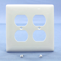 Hubbell White UNBREAKABLE 2-Gang Duplex Receptacle Outlet Mid-Size Wallplate Cover NPJ82W